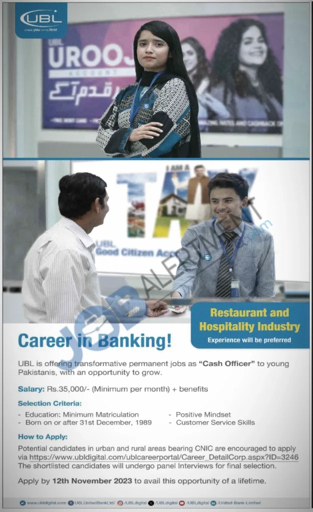 UBL Bank Jobs 2024 Latest Advertisement