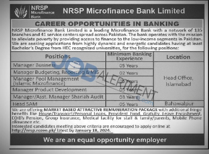 NRSP Microfinance Bank Jobs 2024 Latest Advertisement