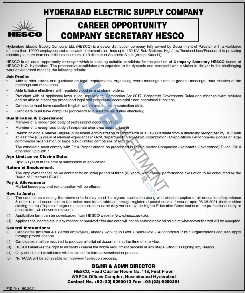 HESCO Jobs 2024 Latest Advertisement